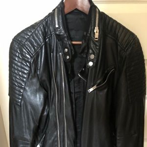 Black bikers leather coat